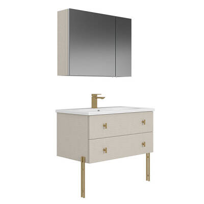 Orka Milazzo Ayna Dolaplı 80 cm Ayaklı Banyo Dolabı - Orka