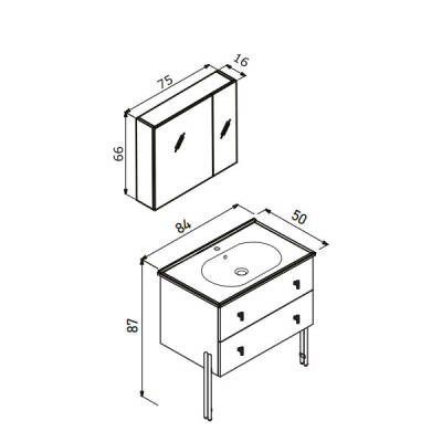 Orka Milazzo Ayna Dolaplı 80 cm Ayaklı Banyo Dolabı - 2