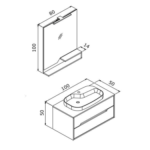 Orka Galia 100 cm Banyo Dolabı - 3