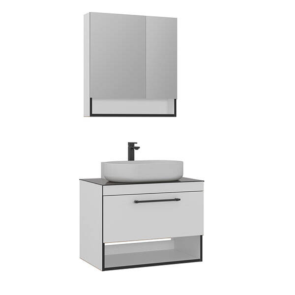 Orka Knidos 90 cm Takım Ayna Dolaplı Banyo Dolabı - 1