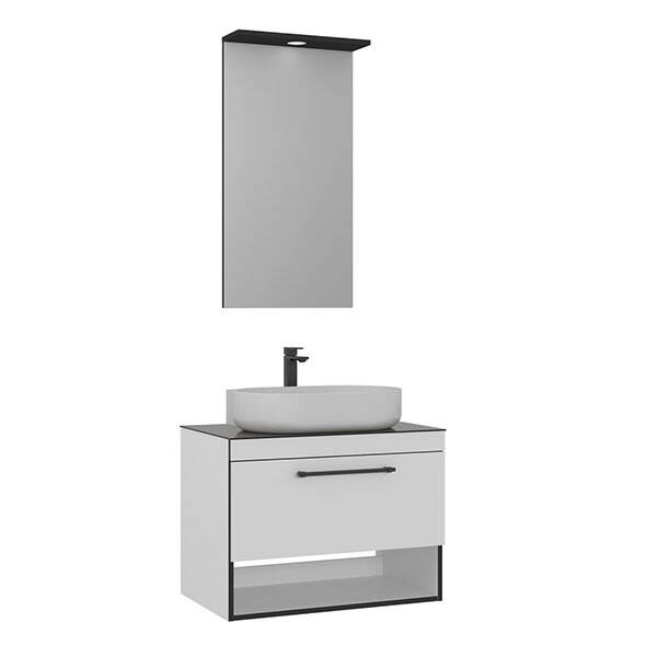 Orka Knidos 90 cm Takım Spot Aynalı Banyo Dolabı - 1