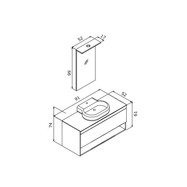 Orka Knidos 90 cm Takım Spot Aynalı Banyo Dolabı - 5