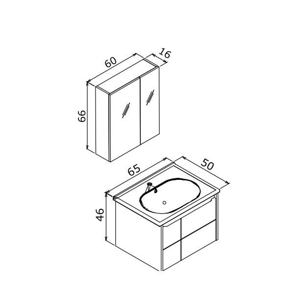Orka Likya 65 cm Banyo Dolabı - 3