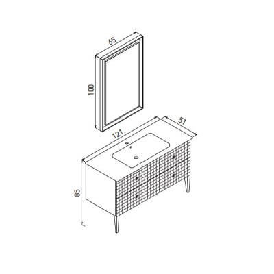 Orka Lipari 120 cm Ayaklı Banyo Dolabı - 6