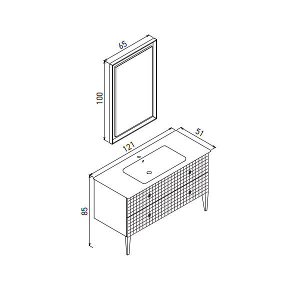 Orka Lipari 120 cm Ayaklı Banyo Dolabı - 6