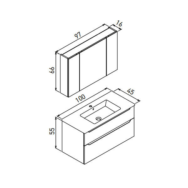 Orka Messina Thermold Ayna Dolaplı 100 cm Banyo Dolabı - 8