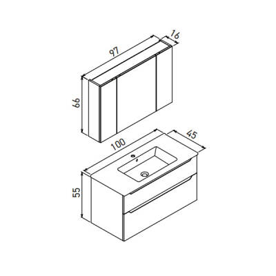 Orka Messina Thermold Ayna Dolaplı 100 cm Banyo Dolabı - 9