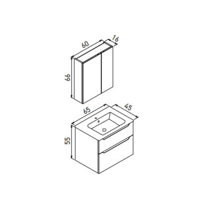 Orka Messina Thermold Ayna Dolaplı 65 cm Banyo Dolabı - 6
