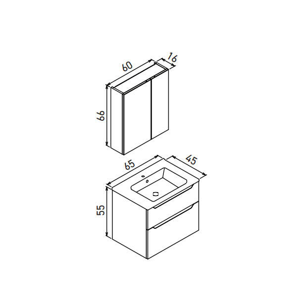 Orka Messina Thermold Ayna Dolaplı 65 cm Banyo Dolabı - 7