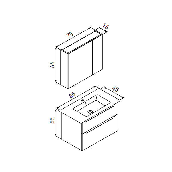 Orka Messina Thermold Ayna Dolaplı 85 cm Banyo Dolabı - 7