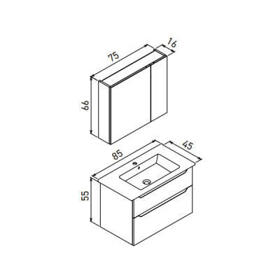 Orka Messina Thermold Ayna Dolaplı 85 cm Banyo Dolabı - 9