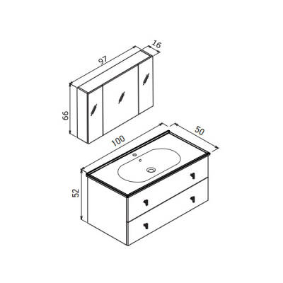 Orka Milazzo Ayna Dolaplı 100 cm Asma Banyo Dolabı - 2