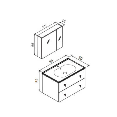 Orka Milazzo Ayna Dolaplı 80 cm Asma Banyo Dolabı - 2