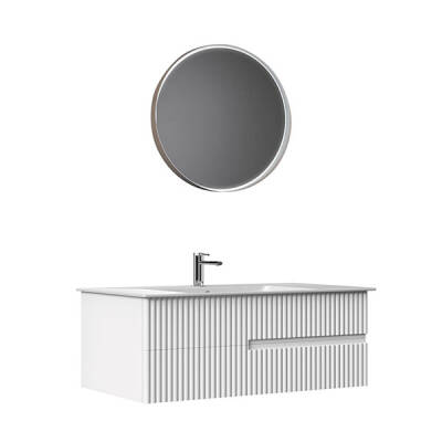 Orka Moonlight Çift Çekmeceli, Seramik Lavabolu 120 cm Banyo Dolabı - Orka