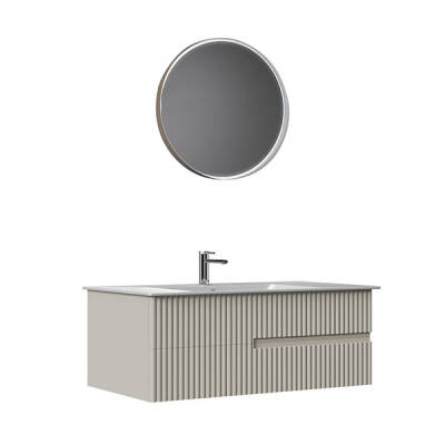 Orka Moonlight Çift Çekmeceli, Seramik Lavabolu 120 cm Banyo Dolabı - 3