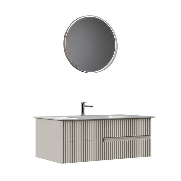 Orka Moonlight Çift Çekmeceli, Seramik Lavabolu 120 cm Banyo Dolabı - 3