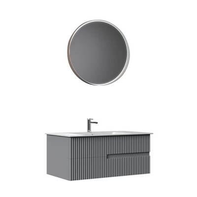 Orka Moonlight Çift Çekmeceli, Seramik Lavabolu 90 cm Banyo Dolabı - 2