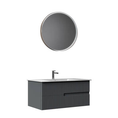 Orka Moonlight Çift Çekmeceli, Seramik Lavabolu 90 cm Banyo Dolabı - 3