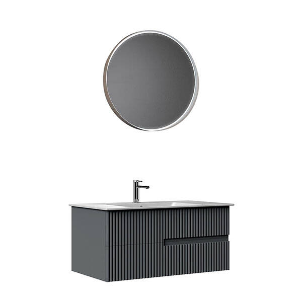 Orka Moonlight Çift Çekmeceli, Seramik Lavabolu 90 cm Banyo Dolabı - 3