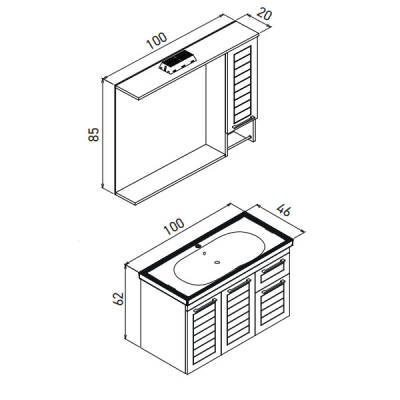 Orka Perge 100 cm Banyo Dolabı - 2