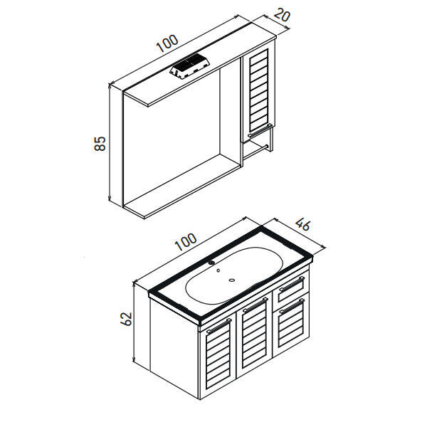 Orka Perge 100 cm Banyo Dolabı - 2