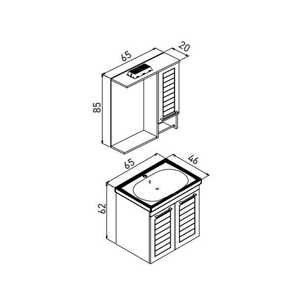 Orka Perge 65 cm Banyo Dolabı - 2