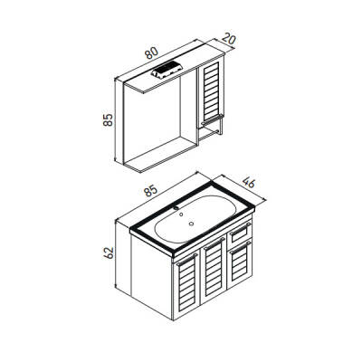 Orka Perge 85 cm Banyo Dolabı - 2