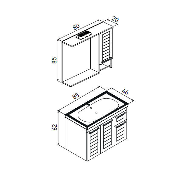 Orka Perge 85 cm Banyo Dolabı - 2