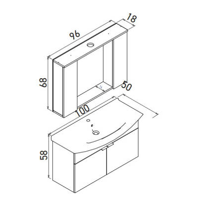 Orka Purus 100 cm Asma Banyo Dolabı - 3