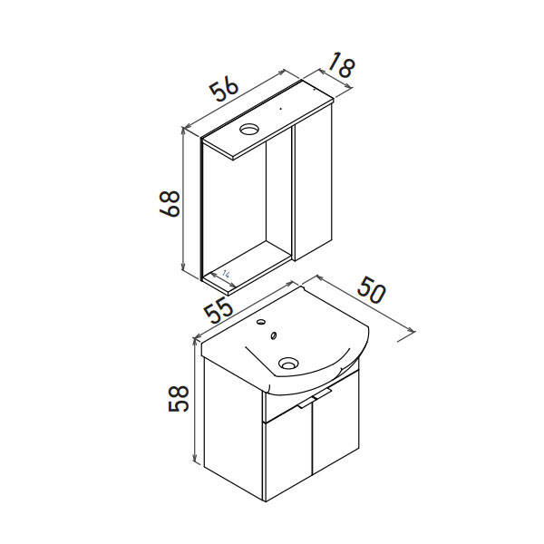 Orka Purus 55 cm Asma Banyo Dolabı - 4