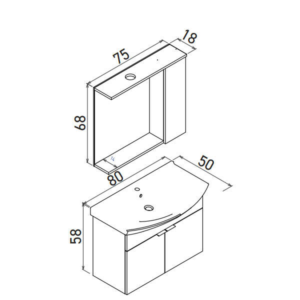 Orka Purus 80 cm Asma Banyo Dolabı - 4