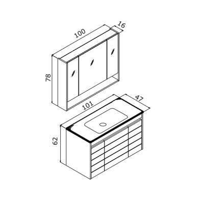 Orka Ricato 100 cm Banyo Dolabı - 2