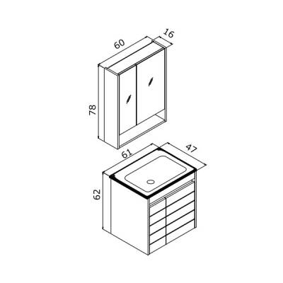 Orka Ricato 60 cm Banyo Dolabı - 2