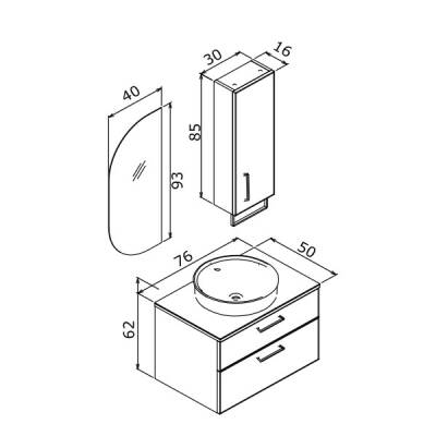 Orka Salerno 76 cm Banyo Dolabı - 5
