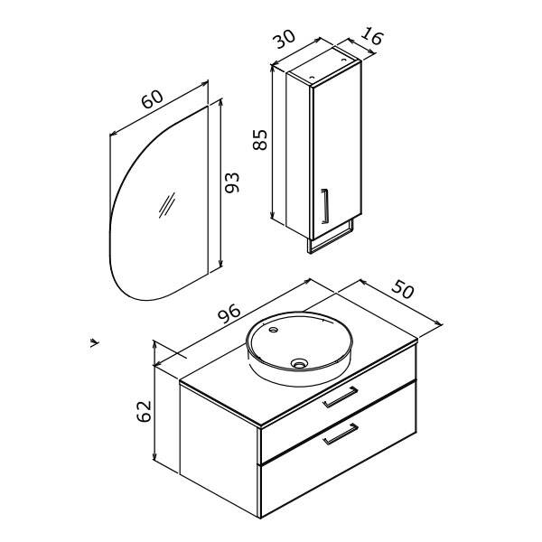 Orka Salerno 96 cm Banyo Dolabı - 4