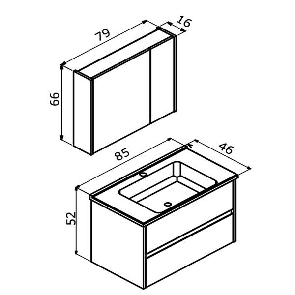 Orka Side Çekmeceli 85 cm Banyo Dolabı - 8