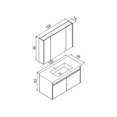 Orka Side Kapaklı 100 cm Banyo Dolabı - 5
