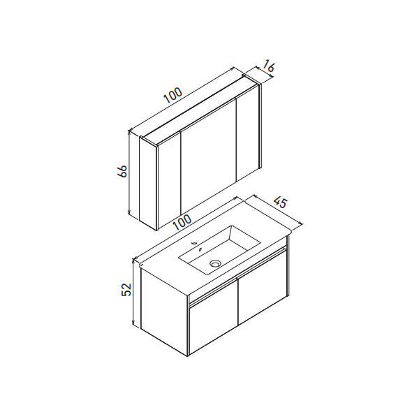 Orka Side Kapaklı 100 cm Banyo Dolabı - 5