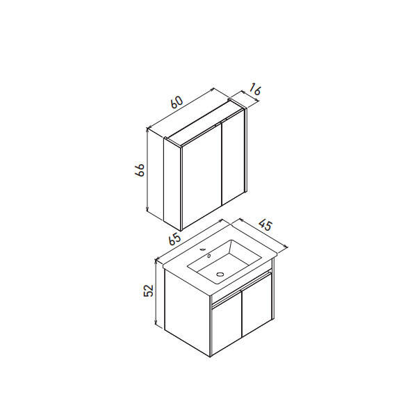Orka Side Kapaklı 65 cm Banyo Dolabı - 5