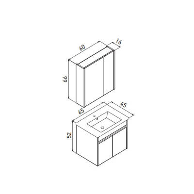 Orka Side Kapaklı 65 cm Banyo Dolabı - 8
