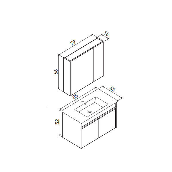 Orka Side Kapaklı 85 cm Banyo Dolabı - 6