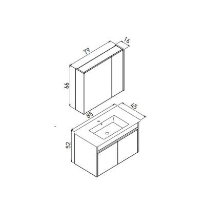 Orka Side Kapaklı 85 cm Banyo Dolabı - 7