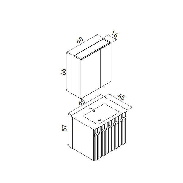 Orka Tivoli 65 cm Takım Ayna Dolaplı Banyo Dolabı - 6