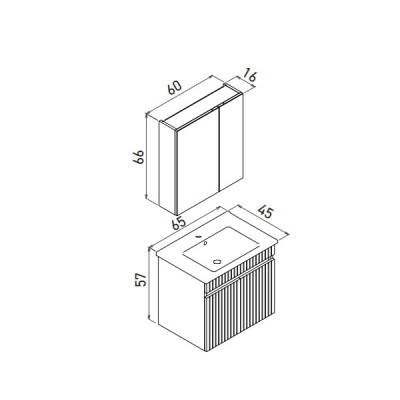 Orka Tivoli 65 cm Takım Ayna Dolaplı Banyo Dolabı - 7