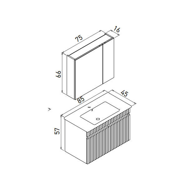 Orka Tivoli 85 cm Takım Ayna Dolaplı Banyo Dolabı - 4