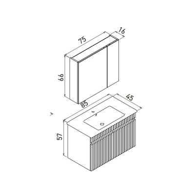 Orka Tivoli 85 cm Takım Ayna Dolaplı Banyo Dolabı - 5