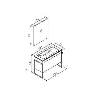 Orka Trio Kapaklı Ayaklı 100 cm Banyo Dolabı - 4