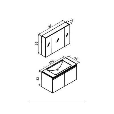 OrkaTerme Kapaklı 100 cm Banyo Dolabı - 7