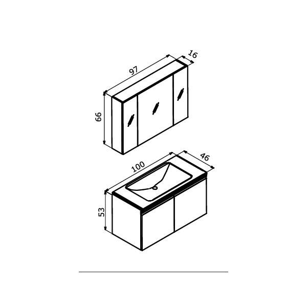 OrkaTerme Kapaklı 100 cm Banyo Dolabı - 7